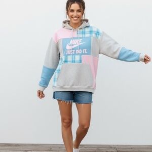 Upcycled NIKE Patchwork Hoodie.  "Cotton Candy"  One of a Kind